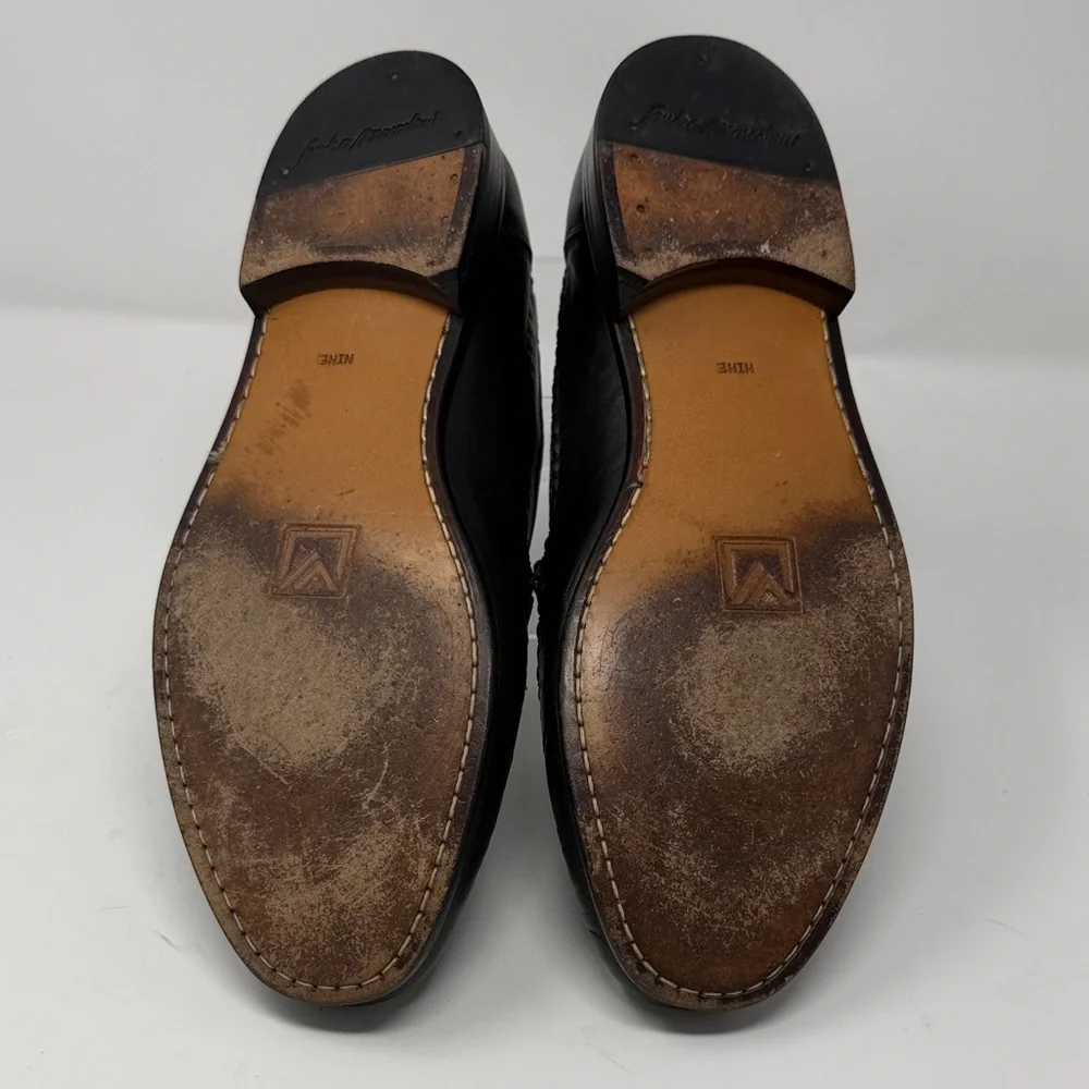 Sandro Moscolini Black Leather Quiet Luxury Handcrafted Tassel Loafers Sz 9